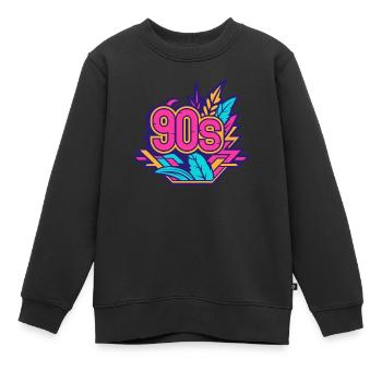 90s Logo - Kinder Premium Organic Sweatshirt - Schwarz - Vorne - AI Model Kid Female (0cm)
