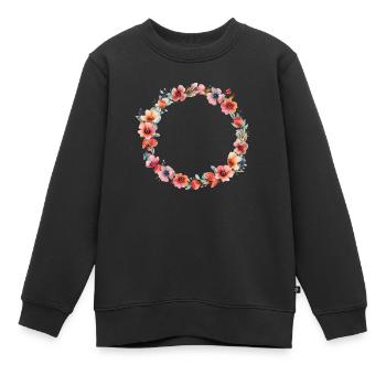 Personalisierbarer Blumen, Kreis, bunt - Kinder Premium Organic Sweatshirt - Schwarz - Vorne - AI Model Kid Female (0cm)