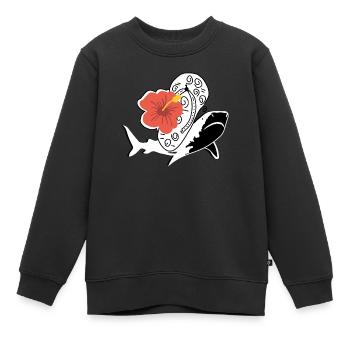 Beach Shark et tongs - Sweat Premium enfant bio - noir - Devant - AI Model Kid Female (0cm)