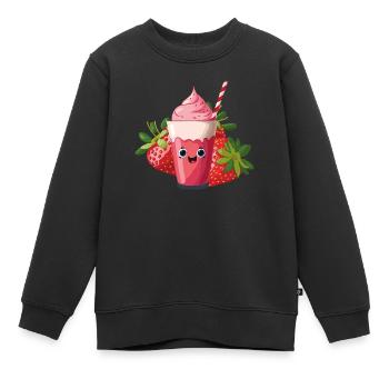erdbeer shake - Kinder Premium Organic Sweatshirt - Schwarz - Vorne - AI Model Kid Female (0cm)