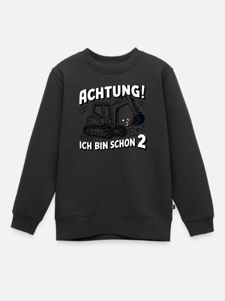 Ich bin schon 2 - Bagger - Kinder Premium Organic Sweatshirt - Schwarz