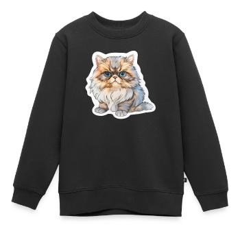 Perserkatze mollig - Kinder Premium Organic Sweatshirt - Schwarz - Vorne - AI Model Kid Female (0cm)