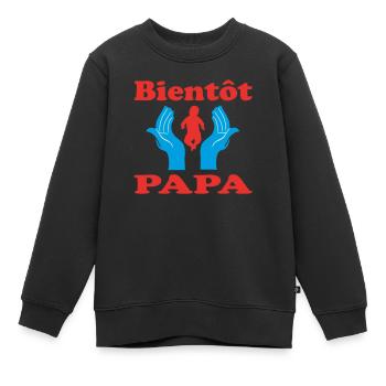 BALD VATER - Kinder Premium Organic Sweatshirt - Schwarz - Vorne - AI Model Kid Female (0cm)