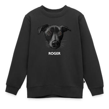 Roger 2 - Kinder Premium Organic Sweatshirt - Schwarz - Vorne - AI Model Kid Female (0cm)