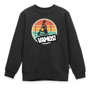Vamos canoë kayak slalom rétro - Sweat Premium enfant bio - noir - Devant - AI Model Kid Female (0cm)