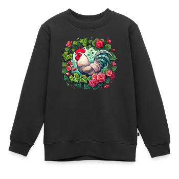 Hahn - Kinder Premium Organic Sweatshirt - Schwarz - Vorne - AI Model Kid Female (0cm)