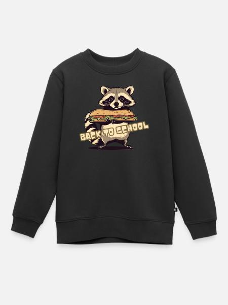 BACK To School Raccoon School - Kids Premium Organic Sweatshirt - black
