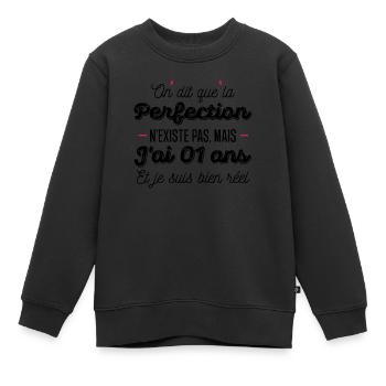 anniversaire 01 ans / bébé de 01 ans / jai 01 ans - Sweat Premium enfant bio - noir - Devant - AI Model Kid Female (0cm)
