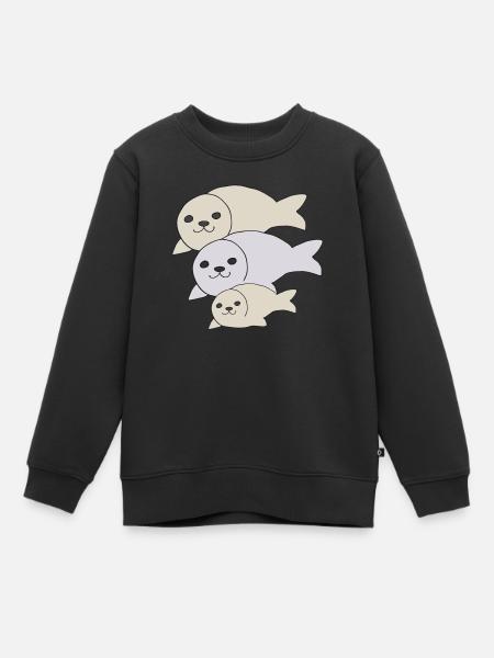 phoque père mère enfant - Sweat Premium enfant bio - noir