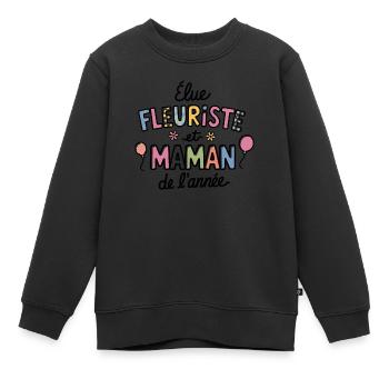 Elu fleuriste et maman de l'année - Sweat Premium enfant bio - noir - Devant - AI Model Kid Female (0cm)