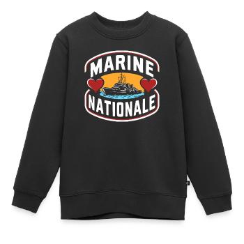 Marine Nationale - Sweat Premium enfant bio - noir - Devant - AI Model Kid Female (0cm)