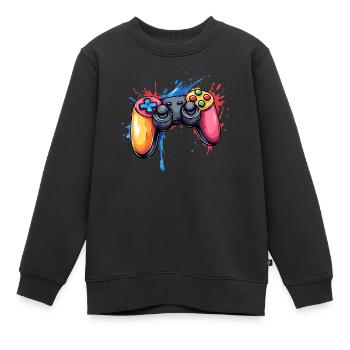 Manettes de jeux vidéo pour les joueurs - Sweat Premium enfant bio - noir - Devant - AI Model Kid Female (0cm)