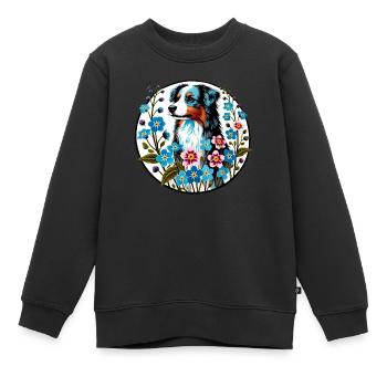 Border Collie - Sweat Premium enfant bio - noir - Devant - AI Model Kid Female (0cm)