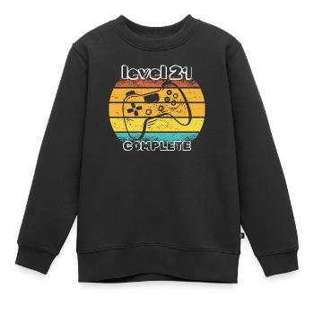 Level 21 abgeschlossen - Kinder Premium Organic Sweatshirt - Schwarz - Vorne - AI Model Kid Female (0cm)