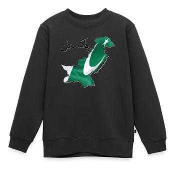 Drapeau du Pakistan sur la carte du Pakistan PK - Sweat Premium enfant bio - noir - Devant - AI Model Kid Female (0cm)