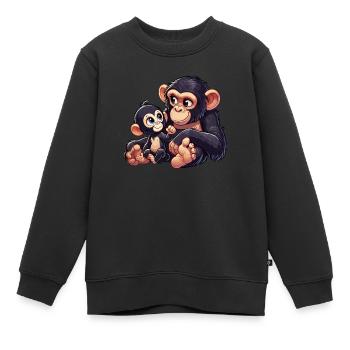 Mère chimpanzé avec enfant - Sweat Premium enfant bio - noir - Devant - AI Model Kid Female (0cm)