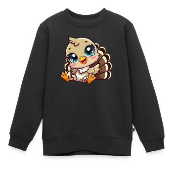 Bébé dinde - Sweat Premium enfant bio - noir - Devant - AI Model Kid Female (0cm)