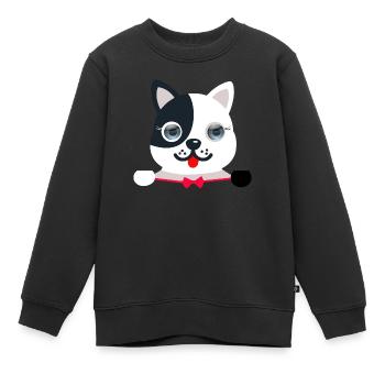 Chat élégant et festif avec un papillon festif rouge - Sweat Premium enfant bio - noir - Devant - AI Model Kid Female (0cm)