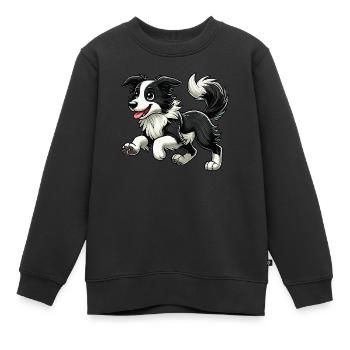 Border Collie zwr - Sweat Premium enfant bio - noir - Devant - AI Model Kid Female (0cm)