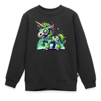 Licorne Zombie, Zombiecorn, Licorne, Horreur - Sweat Premium enfant bio - noir - Devant - AI Model Kid Female (0cm)