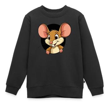 Maus kommt aus dem Loch - Kinder Premium Organic Sweatshirt - Schwarz - Vorne - AI Model Kid Female (0cm)
