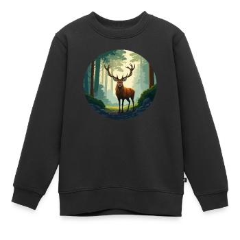 Rotwild im Wald - Kinder Premium Organic Sweatshirt - Schwarz - Vorne - AI Model Kid Female (0cm)