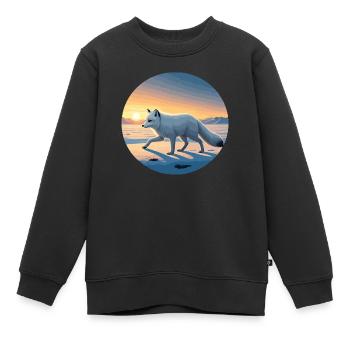 Arctic fox at sunrise - Kids Premium Organic Sweatshirt - black - Front - AI Model Kid Female (0cm)