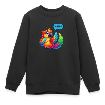 Caricature de perroquet - Sweat Premium enfant bio - noir - Devant - AI Model Kid Female (0cm)