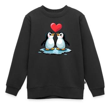 Style BD Pingouin En Couple Amoureux - Sweat Premium enfant bio - noir - Devant - AI Model Kid Female (0cm)