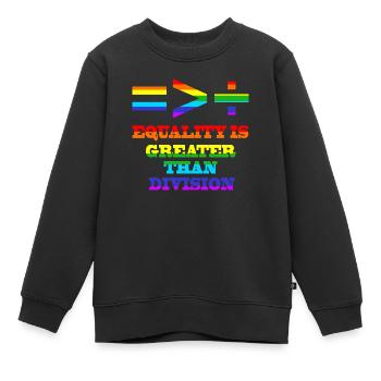 L’égalité est plus grande que la division de la Gay Pride LGBTQ+ - Sweat Premium enfant bio - noir - Devant - AI Model Kid Female (0cm)