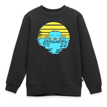 Oktopus Meer Sonnenuntergang Strand Urlaub Linien - Kinder Premium Organic Sweatshirt - Schwarz - Vorne - AI Model Kid Female (0cm)