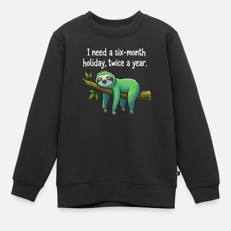 Sloth Vacation - Kids Premium Organic Sweatshirt - black