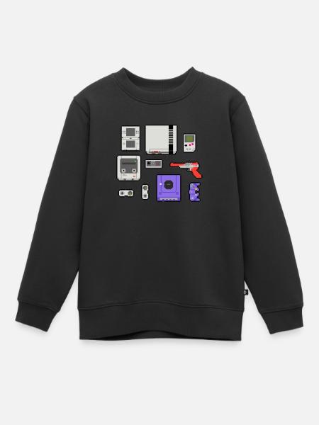 Pixel art console - Sweat Premium enfant bio - noir