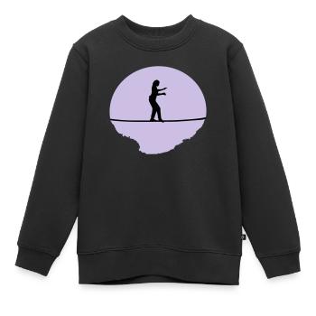 Slacklining Woman - Kids Premium Organic Sweatshirt - black - Front - AI Model Kid Female (0cm)