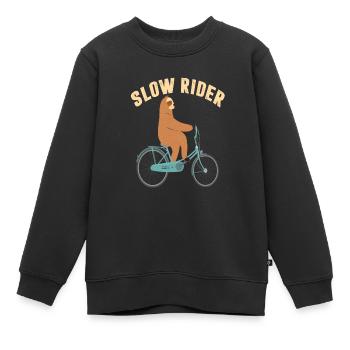 cycliste lent vélo cyclisme paresseux lentement - Sweat Premium enfant bio - noir - Devant - AI Model Kid Female (0cm)