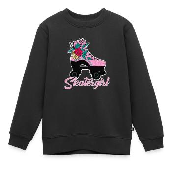 Skatergirl - Rollschuh Design - Kinder Premium Organic Sweatshirt - Schwarz - Vorne - AI Model Kid Female (0cm)