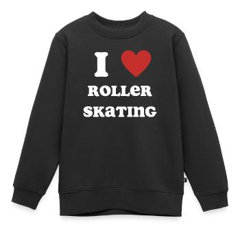 Ich liebe Rollschuhlaufen - Kinder Premium Organic Sweatshirt - Schwarz - Vorne - AI Model Kid Female (0cm)