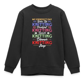 Stricken Stoff Stricken Stricken Geschenk - Kinder Premium Organic Sweatshirt - Schwarz - Vorne - AI Model Kid Female (0cm)