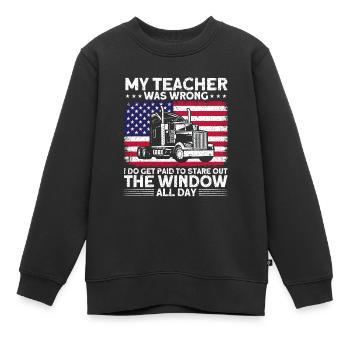 Sattelzug Sattelschlepper Fernfahrer Geschenk - Kinder Premium Organic Sweatshirt - Schwarz - Vorne - AI Model Kid Female (0cm)