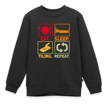 Carrelage Artisan Carrelage Cadeau - Sweat Premium enfant bio - noir - Devant - AI Model Kid Female (0cm)
