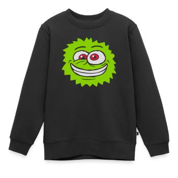 Haariges Monster verrücktes Gesicht - Kinder Premium Organic Sweatshirt - Schwarz - Vorne - AI Model Kid Female (0cm)
