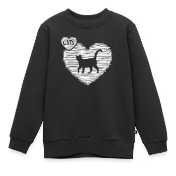 Katze Katzenhaar Mietzekatze "ich liebe katzen" - Kinder Premium Organic Sweatshirt - Schwarz - Vorne - AI Model Kid Female (0cm)