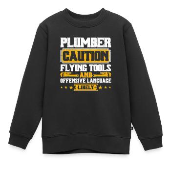 Vorsicht Fliegende Werkzeuge und Schimpfwörter Kle - Kinder Premium Organic Sweatshirt - Schwarz - Vorne - AI Model Kid Female (0cm)