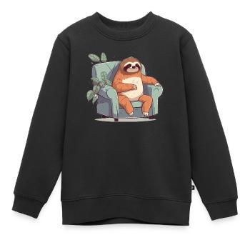 Paresse - Sweat Premium enfant bio - noir - Devant - AI Model Kid Female (0cm)