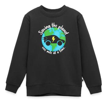 Den Planeten retten, eine Meile nach der anderen | EV-Fahrzeug - Kinder Premium Organic Sweatshirt - Schwarz - Vorne - AI Model Kid Female (0cm)