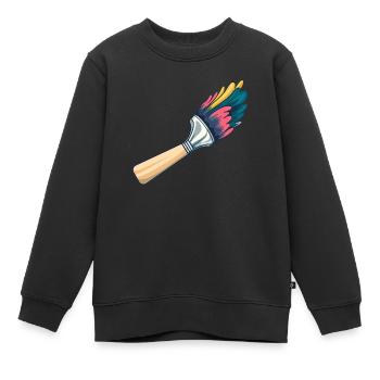 Pinceaux pour peintres - Sweat Premium enfant bio - noir - Devant - AI Model Kid Female (0cm)