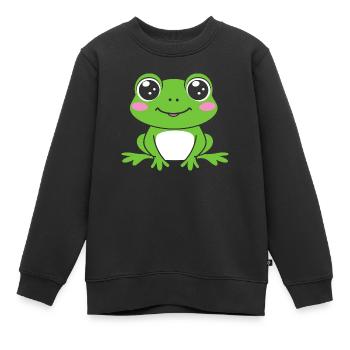 Kleiner Frosch - Kinder Premium Organic Sweatshirt - Schwarz - Vorne - AI Model Kid Female (0cm)