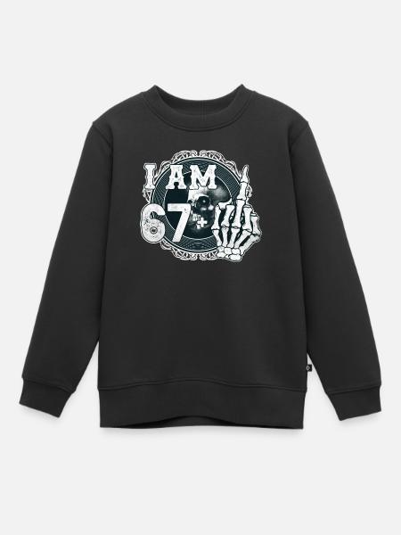 Ich bin 67 plus 1 Mittelfinger Totenkopf lustig 68. - Kinder Premium Organic Sweatshirt - Schwarz