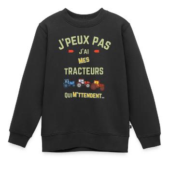 Ich kann nicht, ich habe meine Traktoren, die auf mich warten - Kinder Premium Organic Sweatshirt - Schwarz - Vorne - AI Model Kid Female (0cm)