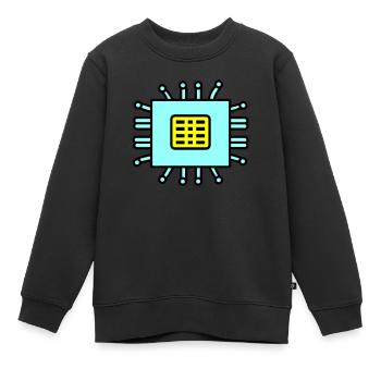 Icône de puce d’ordinateur numérique - Sweat Premium enfant bio - noir - Devant - AI Model Kid Female (0cm)
